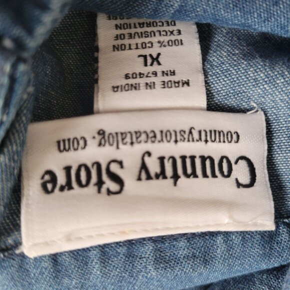 Country Store Embroidered Denim Tunic Dress XL Blue Floral Buttons Short Sleeve - Picture 4 of 8